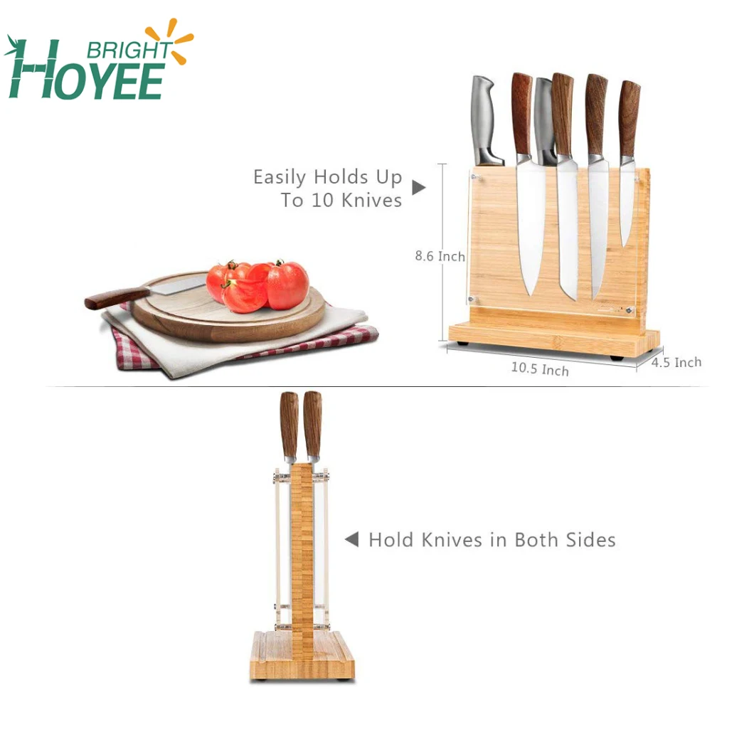 Magnetic Knife Block, Double-Sided Knife Holder Magnetic Made of Bamboo Magnetic Strip Knife Knife Holder Perfect for a Bright and Structured Kitchen